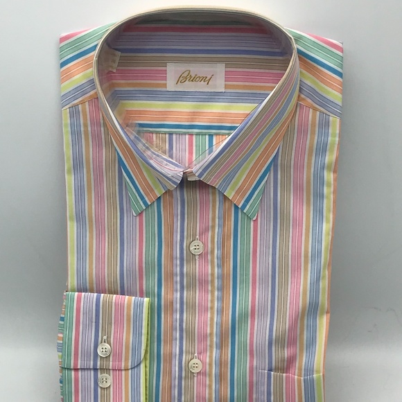 Brioni Men's Dress Shirt.  (New)  Made in Italy.  Multi-colored. - Picture 1 of 2